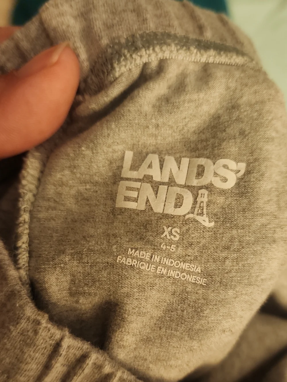 Sz 4 Lands' End Girls Teal and Heather Gray Tough Cotton Capri Leggings